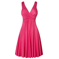 Dresses oversized V-neck Retro Vestidos Pleated Slim Flare Skirt Dresse A-line Solid Color Sling Vintage Cocktail Party Dress