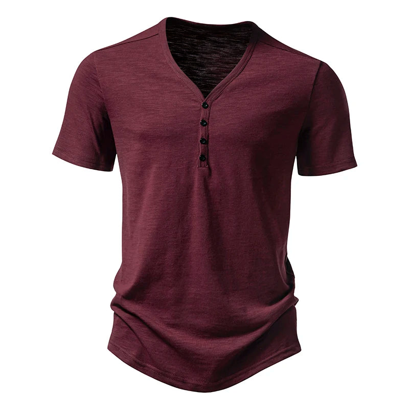 Mens Summer T-shirts Short Sleeve Buttons Men Cotton Henry Tees Shirts Light Male Henley T shirt Shirt T Casual Man Tshirts T62