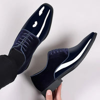 Classic Men's Leather Shoes Patent Leather Dress Shoes Lace Up Office Work Shoes Pointed Toe Wedding Oxfords Plus Size Shoe New