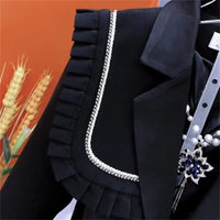 2025 Spring Autumn Suit Jacket Women's Blazer Fashion Mushroom Edge Suit Shawl Detachable Collar Sweet High End Korean Jacket