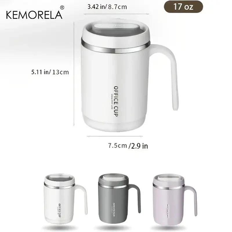 Insulated Stainless Steel Tumbler 17oz - Large Capacity Travel Mug with Lid & Straw,304 Vacuum Cup for Hot/Iced Coffee Leakproof