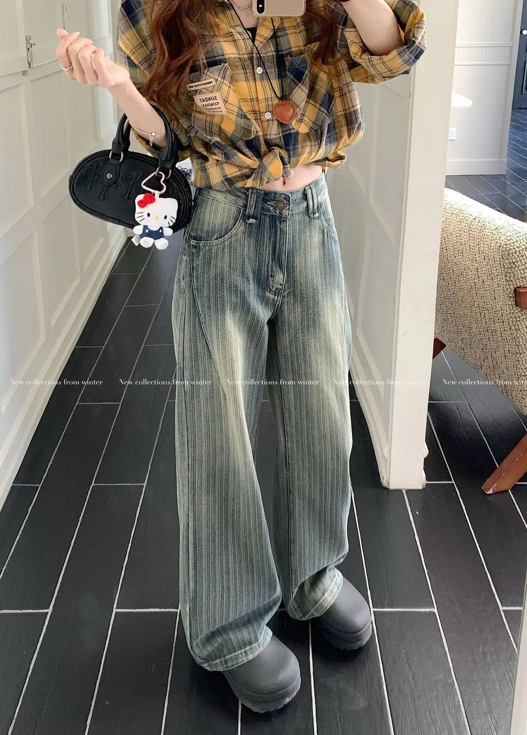 Casual Loose Jeans Wide Leg Flared Trousers High Waist Comfort Stretch Denim Pants for Women Fashion Trend  Women's jeans