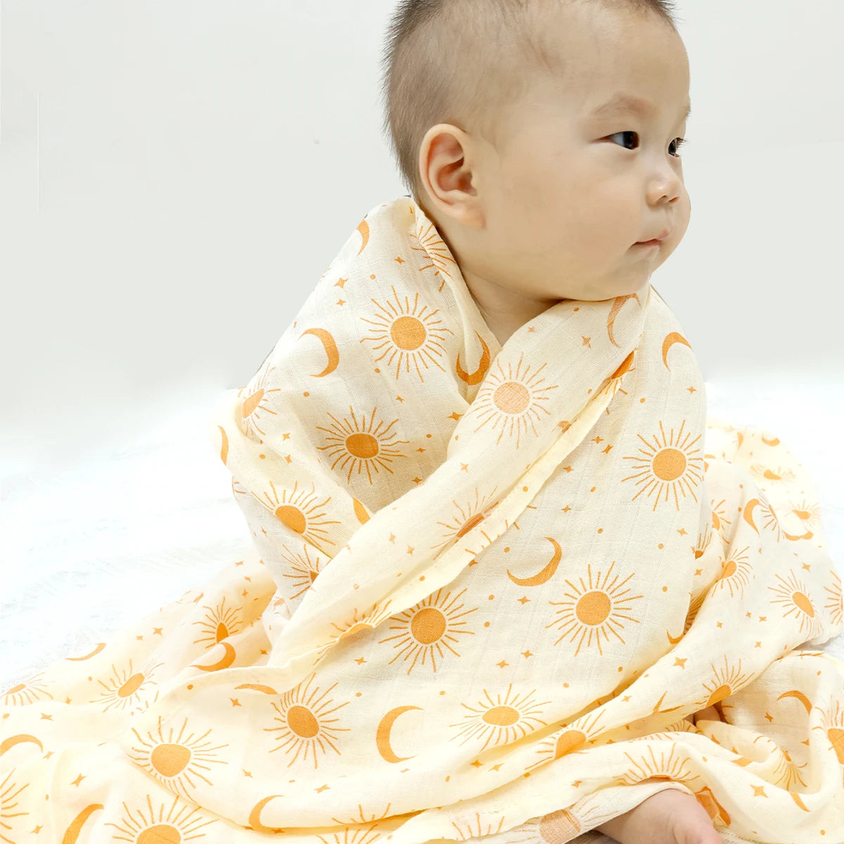 HappyFlute Baby Muslin Swaddle 100% Cotton Summer Soft Cute Print Baby Blanket 120*110CM