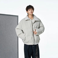 Winter Men's Cotton Jacket, Simple and Pure Color, Loose and Trendy,Versatile,Thickened Cotton Jacket,Stand Collar Cotton Jacket