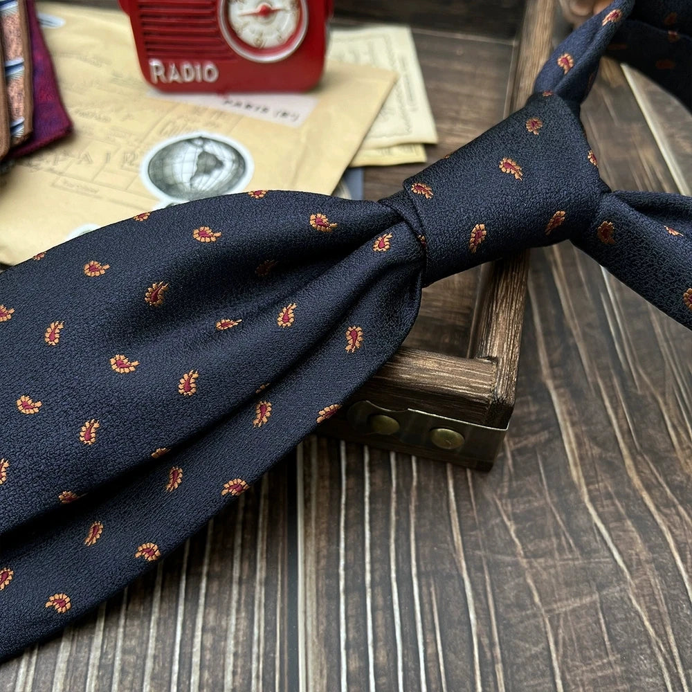 New Trendy Navy Brown Neckties For Men 7cm Formal Business Silk Neck Tie Shirt Suit Cravat Tuxedo Wedding Party Daily Wear Gifts
