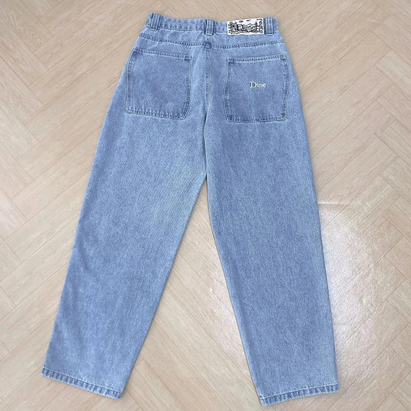 Embroidery men's jeans embroidered European and American letter decoration street style hip-hop gothic fashion pants