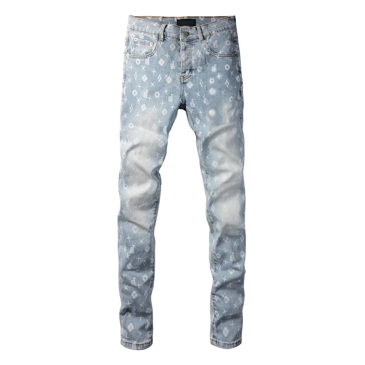 2025 American Jean Print Pants 9089 Style High Waist Loose Fit Straight Leg Blue Jeans Women's Fashion Casual Trousers