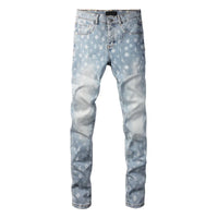 2025 American Jean Print Pants 9089 Style High Waist Loose Fit Straight Leg Blue Jeans Women's Fashion Casual Trousers