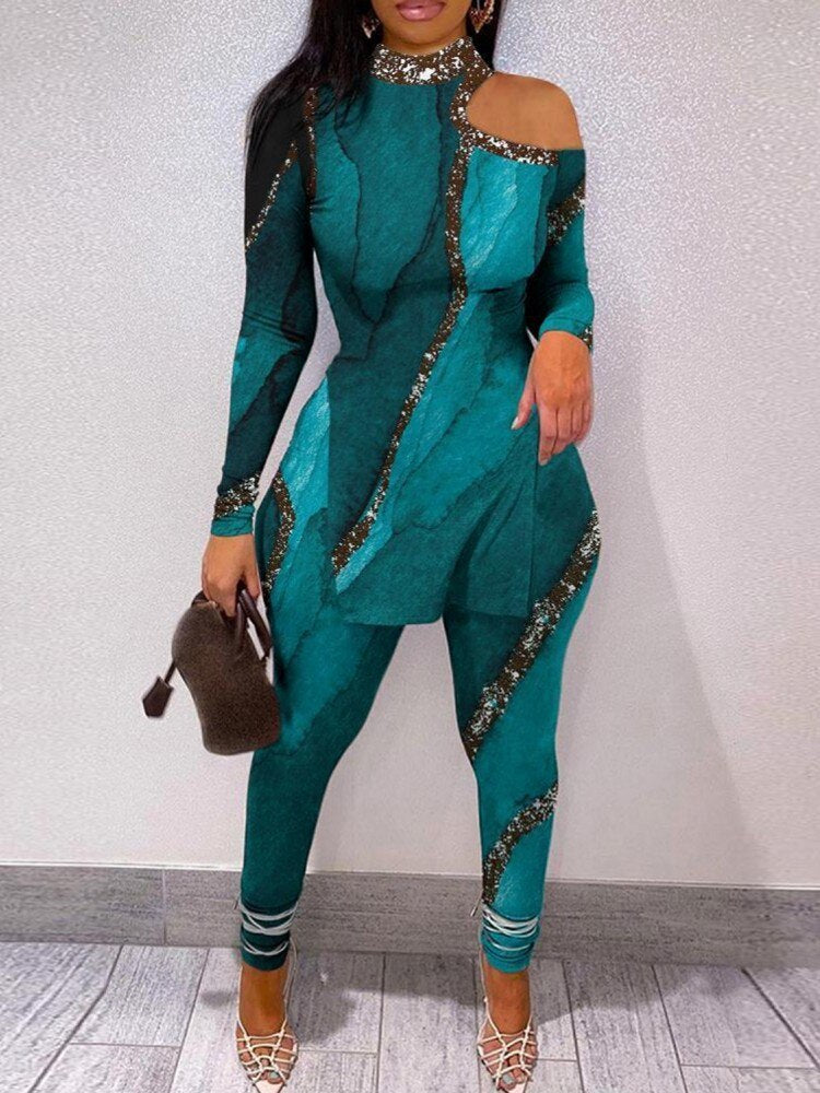 Sexy 2 Piece Sets Women Dashiki African Clothes Spring Summer Pants Suit