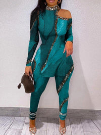 Sexy 2 Piece Sets Women Dashiki African Clothes Spring Summer Pants Suit