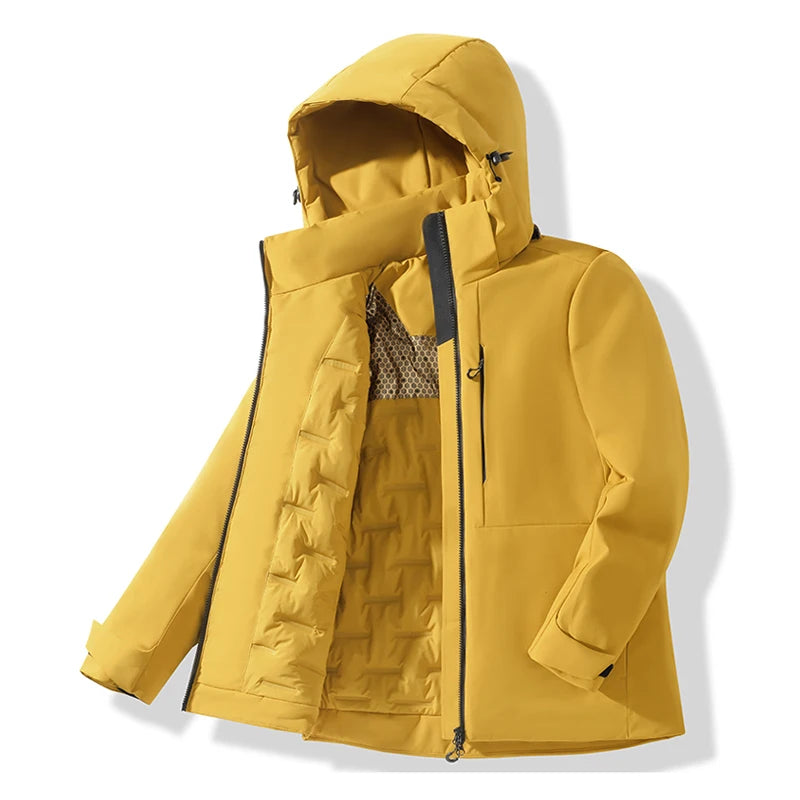 EUMERGX Men's Women's Winter Coat Waterproof Windproof Warm Fleece Jacket Unisex Hiking Camping Skiing Climbing Windbreaker