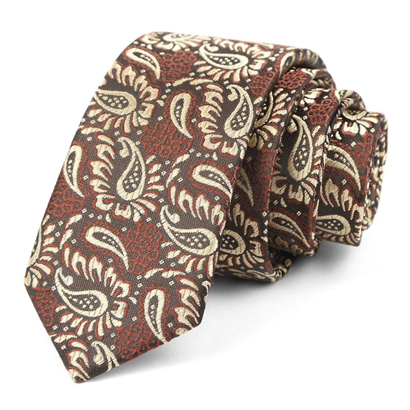 Luxury Skinny 6CM Mens Necktie Ties For Man Striped Plaid Floral Solid Jacquard Ascot Business Party Neck Tie Accssories