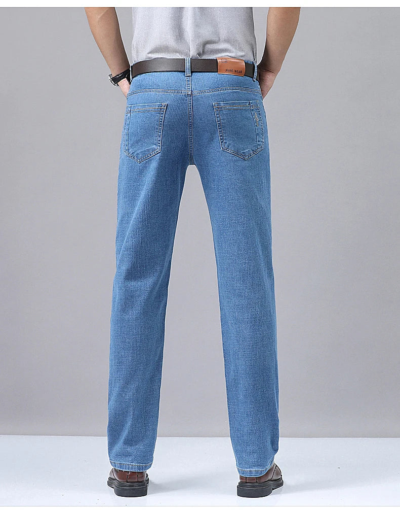 Men's Denim Jeans Thin Summer Straight Business Soft Fashion New High Quality Pants New Arrivals Dropship OL Work Trousers