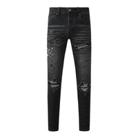 Fashion Top Quality Streetwear Distressed Men's Jeans  Vintage Low Rise Stretch Skinny Button Fly Ripped Hold Pants