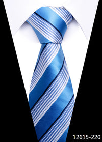 Newest Style 8 cm Necktie Man Blue Golden Striped Wedding Accessories Performance Tie Men Necktie Gravatas Fit Business