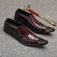 Spring/Autumn Men's Genuine Leather Pointed Toe Slip-On Brown Business Office Wedding For Men Flats Shoes