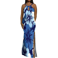 Halter Water Drop Floor-Length Dress For Polynesian Ladies Custom-Made Floral Pattern Evening Dress Stunning Summer Dress