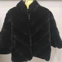 Furyoume Winter Real Rex Rabbit Fur Coat Women Short Fur Jacket Natural Chinchilla Fur Coats Fashion Streetwear Outerwear