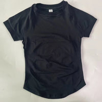 Longline Short Sleeve Top For Women Gym Crop Top Light Weight Yoga Top Shirt Stretchy Workout Clothes Running Sports Shirts