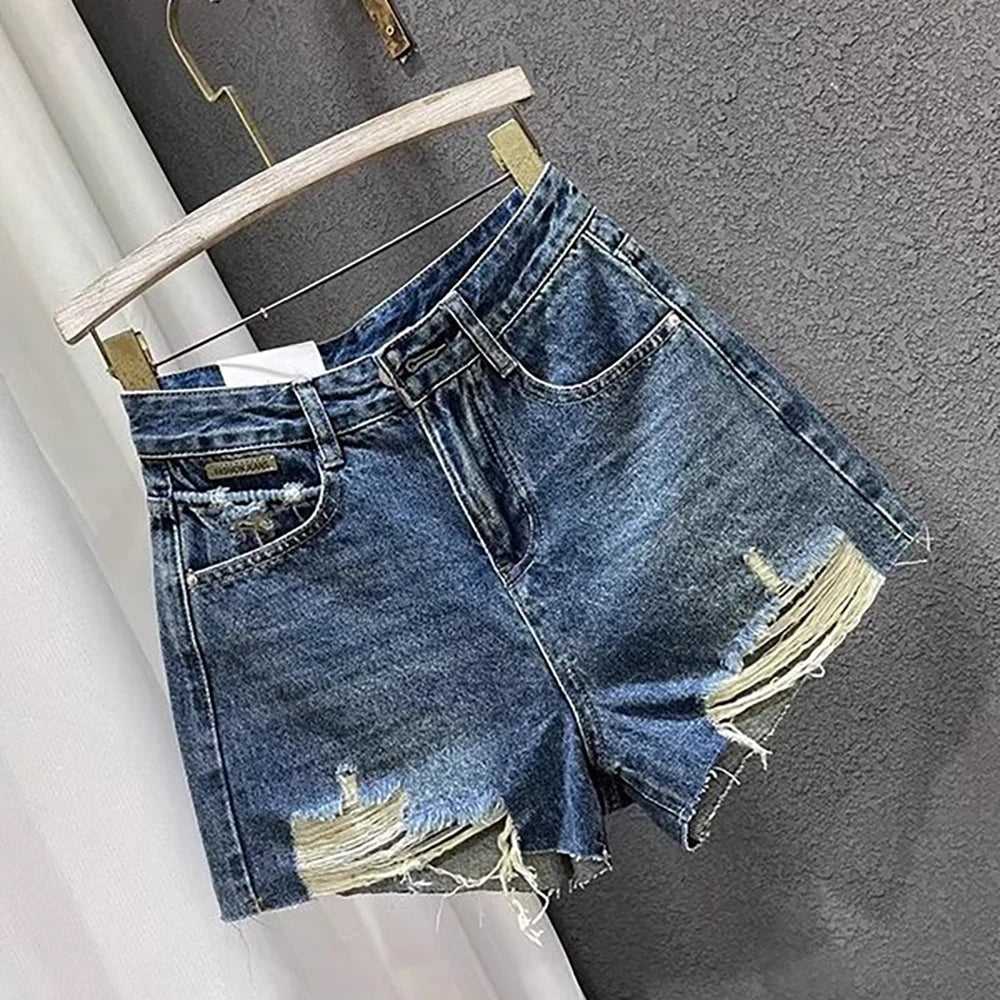 Denim Shorts for Women Summer Casual Tassel Ripped Shorts 2026 New Fashion High Waist Denim Jeans Y2K Hot Pants Streetwear