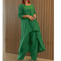 Summer Cotton Linen Casual Home 2 Piece Set For Women 2025 Fashion White Long Sleeve Shirt And Shorts Two Piece Sets Tracksuit