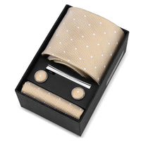 Luxury 8cm Tie For Men Handkerchief Cufflink Tie Clip Set Man Wedding Gravata Suit Accessories Brand Business Necktie Box Gift