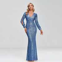 2023 Sexy New Women Elegant V-neck Mermaid Evening Dress Floor Length Formal Prom Party Gown