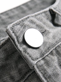 Men's Jeans Slim Fit Comfort Straight Leg Casual Mid Waist Denim Pants Grey Trousers Men Clothing