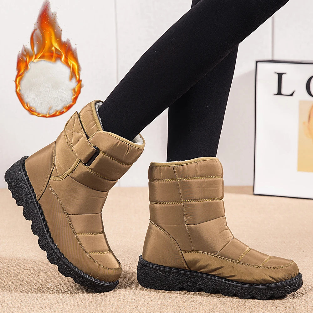 Waterproof Winter Boots for Women 2025 New Faux Fur Long Plush Snow Boots Woman Platform Shoes Warm Cotton Couples Ankle Boots
