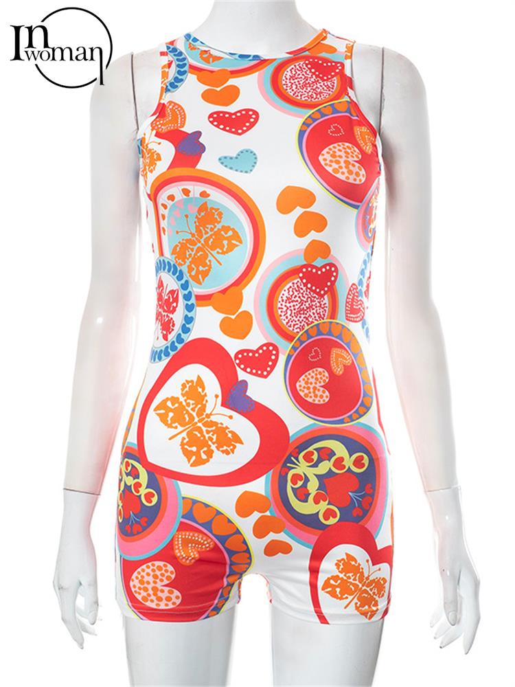 Sexy Summer Y2k Streetwear One Piece Print Playsuit Club Outfit