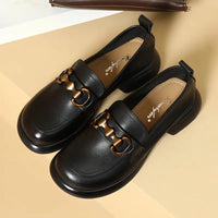 Shoes For Women Black Round Toe Woman Pumps Loafers Platform Luxury Leather Casual Summer Sale 2025 Style Designer Luxury Trend