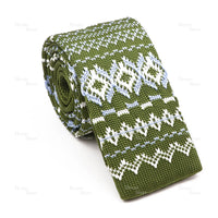 Novelty Chic Knitted Ties For Men Women Red Green Grey Woven Necktie Plaid Geometric Pattern Skinny Slim Narrow Winter Cravat