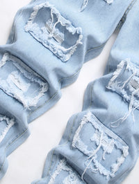 Holes Men Jeans Ankle Length Pants Denim Skinny Ripped Solid Vintage Wash Distressed Slim Fit Pockets 2024 High Street