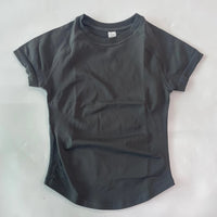 Longline Short Sleeve Top For Women Gym Crop Top Light Weight Yoga Top Shirt Stretchy Workout Clothes Running Sports Shirts