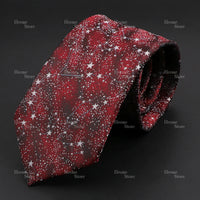 Novelty Men's Tie Floral Rose Constellation Designed Wave Lines Pattern Red Blue Green Neckties Fit Party Dinner Wedding Cravat