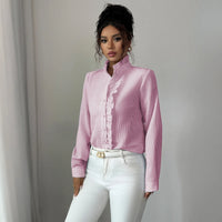 European American Elegant High-end Style Summer Long-sleeved Women's Button-down Shirts for Women Spring Summer Blouses