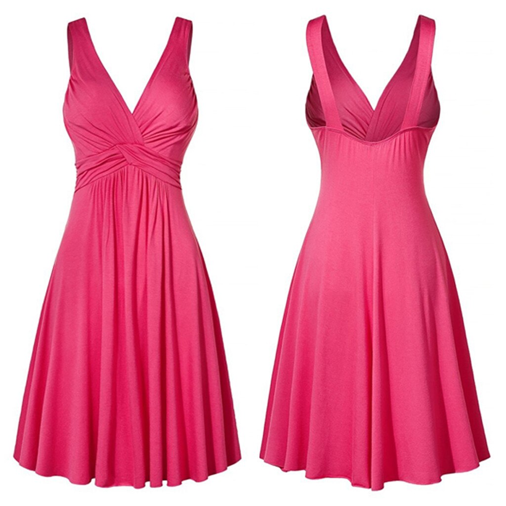Dresses oversized V-neck Retro Vestidos Pleated Slim Flare Skirt Dresse A-line Solid Color Sling Vintage Cocktail Party Dress