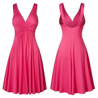 Dresses oversized V-neck Retro Vestidos Pleated Slim Flare Skirt Dresse A-line Solid Color Sling Vintage Cocktail Party Dress