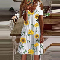 Summer Casual White Lace Dress - V-Neck Suspender Short Skirt
