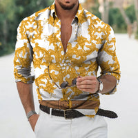 New Luxury Style Print Men's Turn-down Collar Button Shirt Casual Long Sleeve Shirt Fashion Streetwear Trend Tops Comfortable