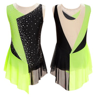 Kids Girls Sleeveless Fringed Bodysuit Moden Latin Jazz Dance Leotard Dress Rhinestones Gymnastics Skating Performance Costumes