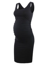 Liu&amp;Qu Maternity Dresses Women Side Ruched Pregnany Dress Bodycon Pregnant Clothes Casual Mama Short Sleeve Wrap Baby Showers