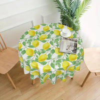 1PC Spring Lemon Tablecloths, Stain Resistant And Waterproof, Wrinkle Resistant Boho Watercolor Abstract Floral Leaves Rustic Ta