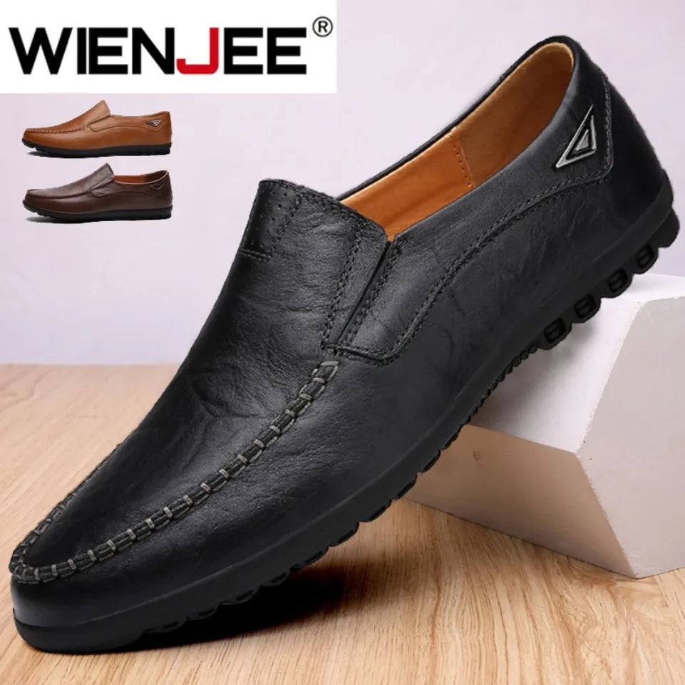 Genuine Leather Men Casual Shoes Luxury Brand Mens Loafers Moccasins Breathable Slip on Black Driving Shoes Plus Size 37-47
