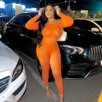 Sexy Adogirl Hollow Out Knitted Mesh Jumpsuits Women Sexy See Through Long Sleeve Overalls