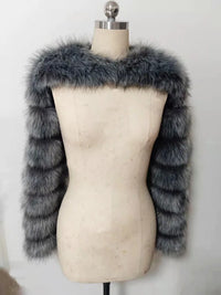 ZADORIN Autumn Winter Cropped Faux Fox Fur Coat Women Luxury Raccoon Long Sleeve Warm Fur Jackets Female Outerwear Pink Red