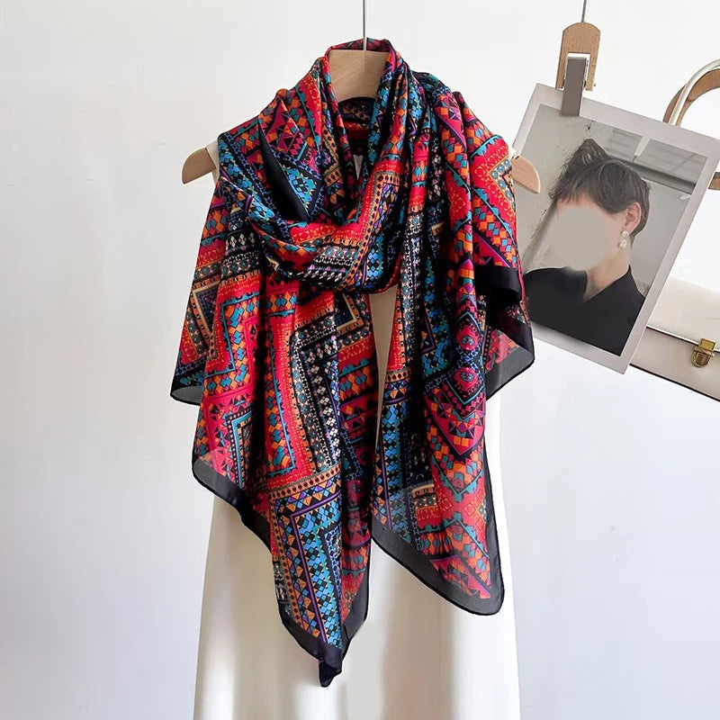 Spring Scarf Women's Luxury Design Polyester Material Smooth Scarf Soft Shawl Beach