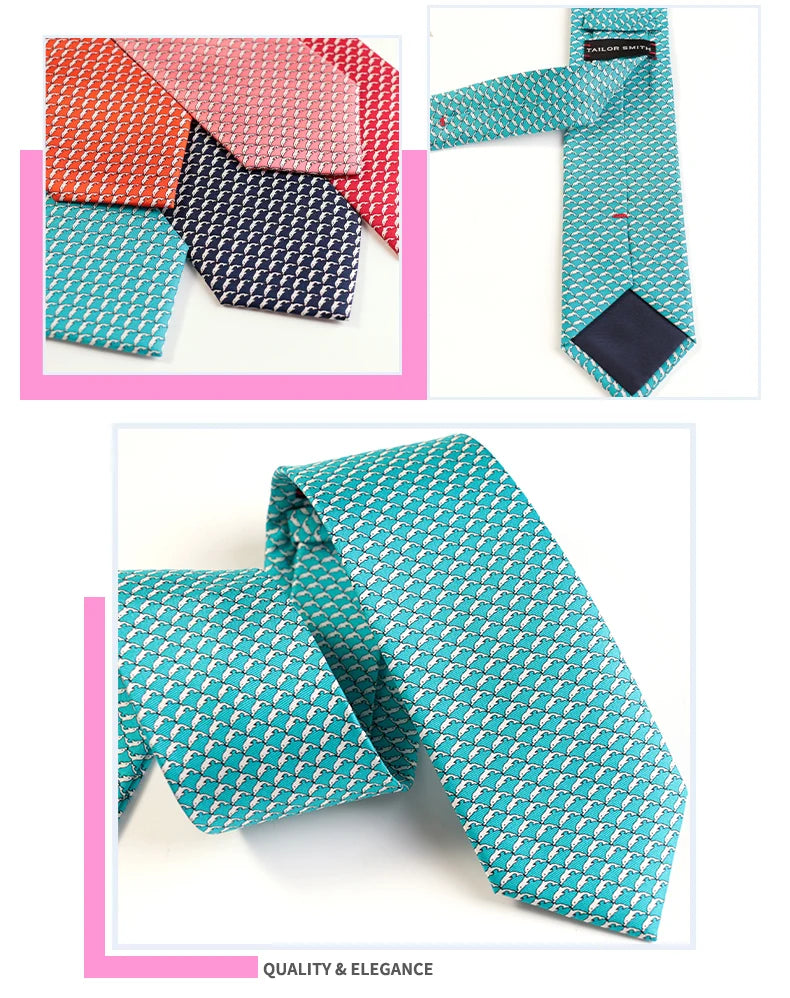 Tailor Smith 100% Silk Ties For Men Handmade Necktie With Animal Pattern Tie Father's Day Birthday Gift Tie