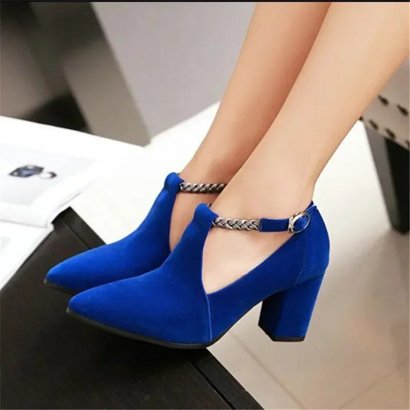 Women Pumps High Heels Ladies Shoes Elegant Pointed Toe Wedding Female Shoes 2023 Spring Fashion Size 33-43 Blue Black