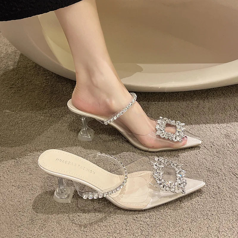 Women Luxury Pumps Transparent High Heels Sandals Women New Brand Fashion High Heel Sexy Pointed Toe Slip-on Wedding Party Pumps